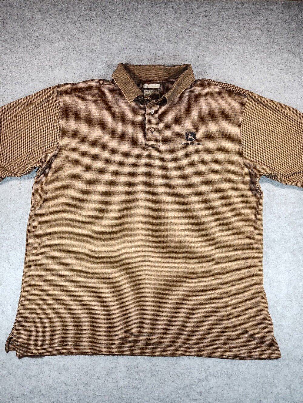 John Deere Men’s Brown And Black  Polo Shirt Size Large